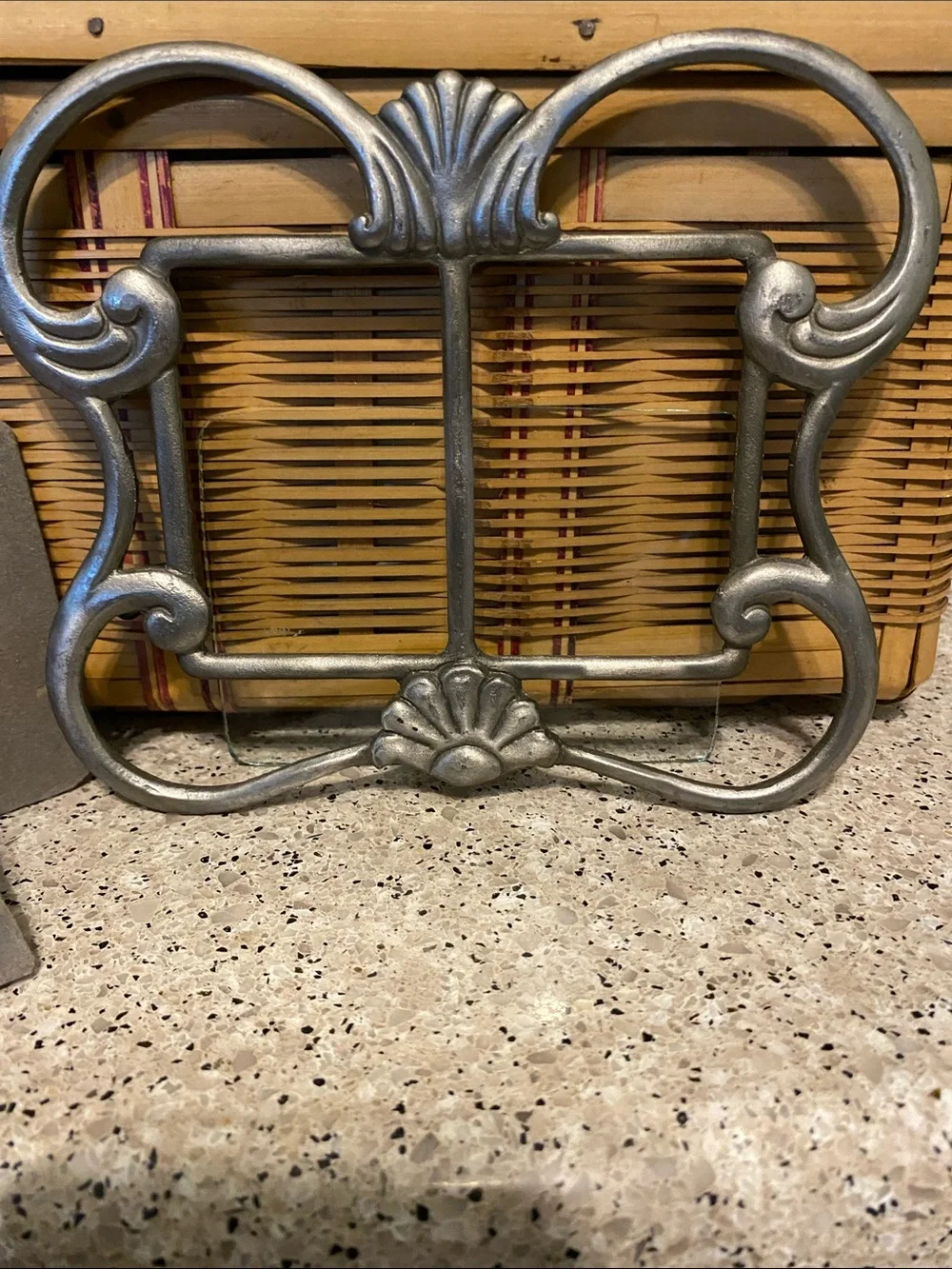 Ornate  Vintage Pewter Double Picture Frame